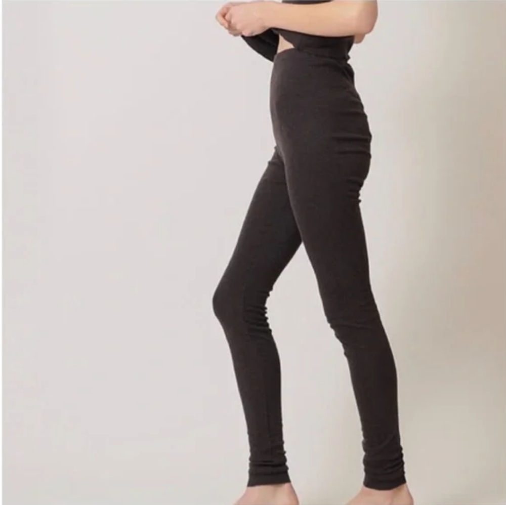 Lauren Manoogian Pine Black Cashmere Cotton Ribbed • Leggings SZ 1/S